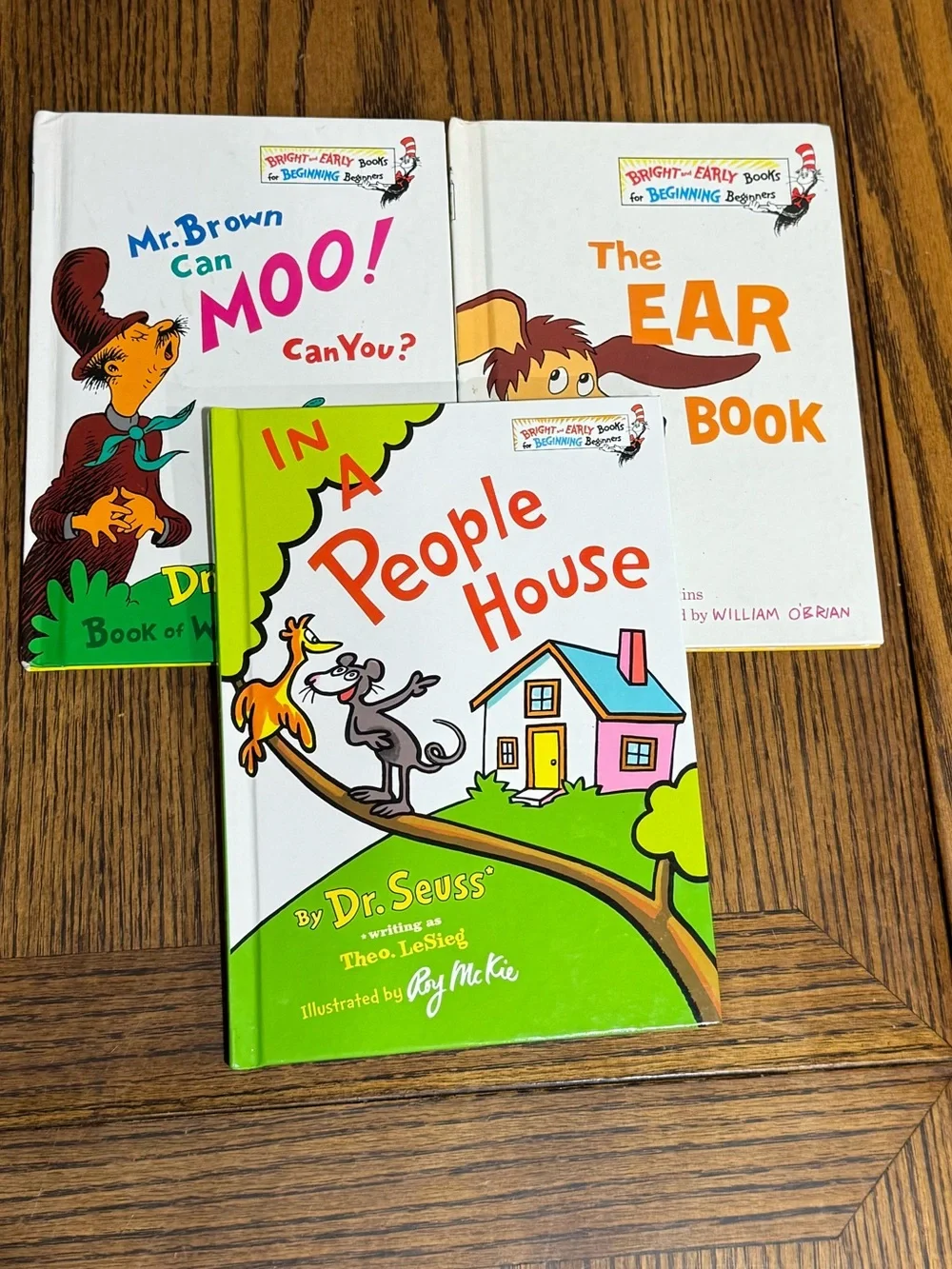 3 Dr. Seuss Bright & Early Books for Beginning Beginners Moo, People House, Ear